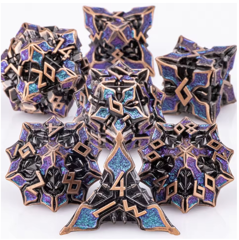 7 قطعة DND مجموعة نرد معدنية M - مراجعة Board Game Dungeons And Dragons وسعره